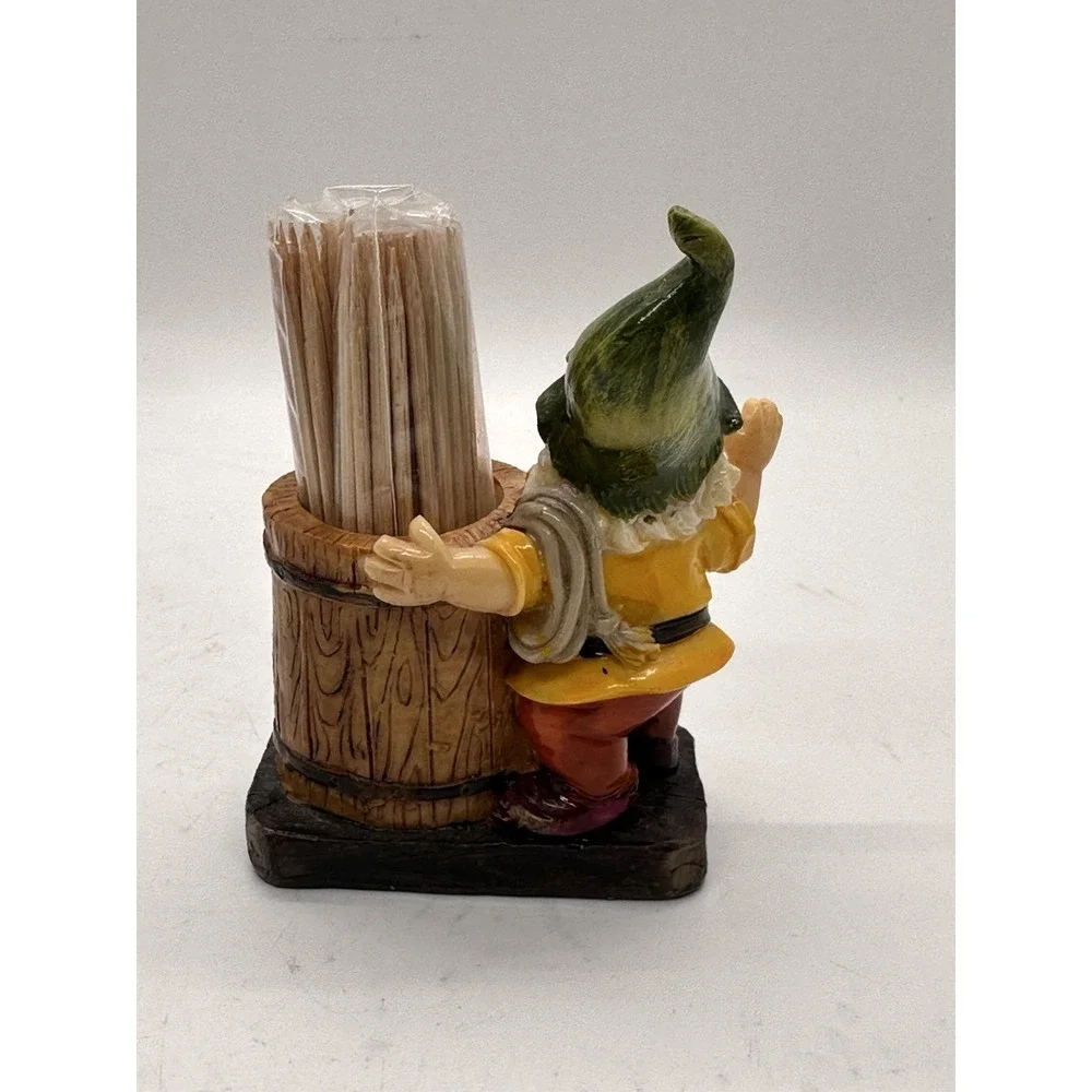 Gnome Toothpick Holder Figurine Rustic Barrel Cute Kitchen Décor‎ 4